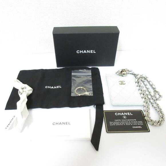 CHANEL Caviar Leather Matelasse Chain Pass Case with Key Ring, Light Blue, Wo... - Picture 2 of 16